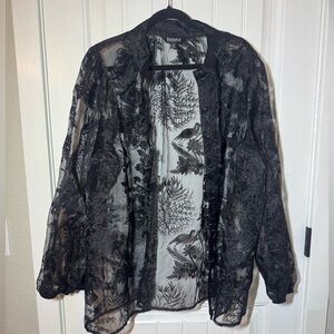Torrid Black Sheer Floral Blouse